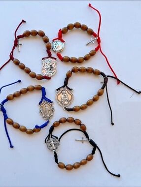 Lot of 5 rosary bracelets- St. Michael, St. Joseph, St. Benedict, Miracle Medal